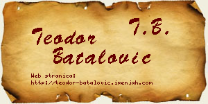 Teodor Batalović vizit kartica